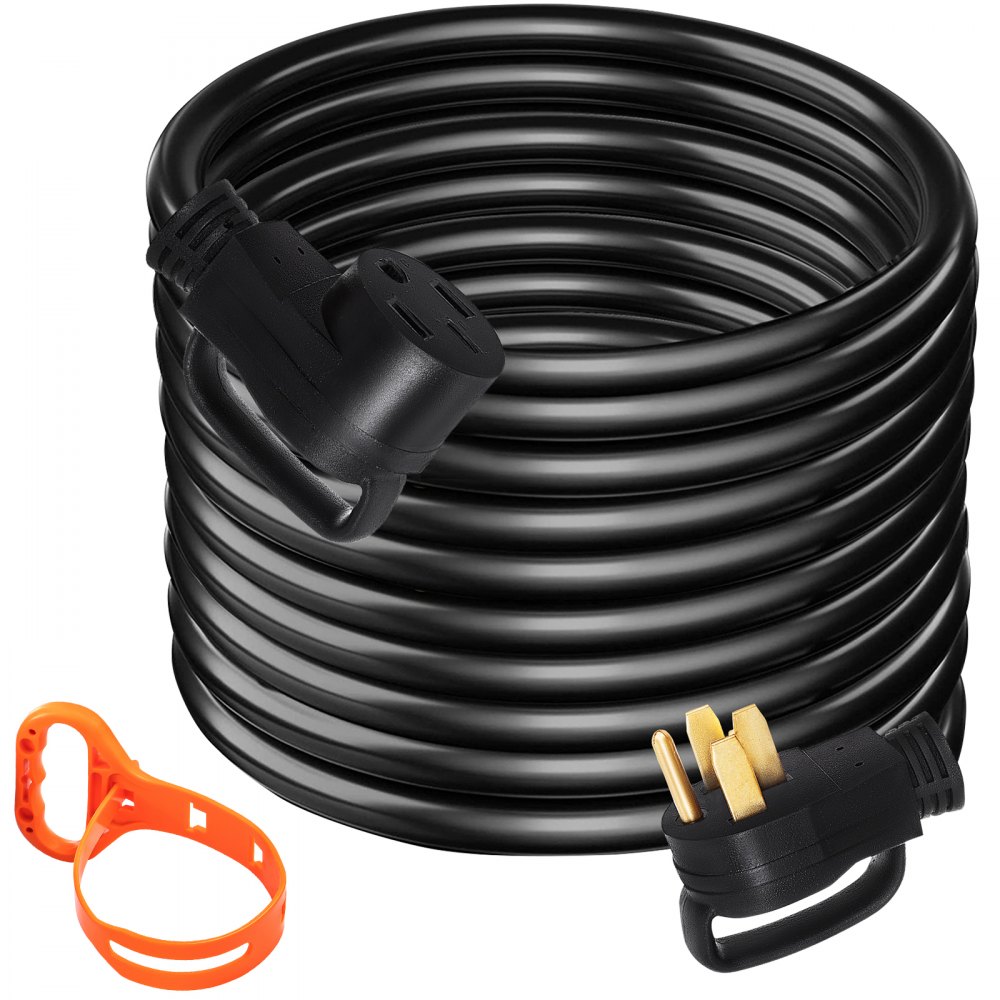 VEVOR 25Ft 50 Amp RV Extension Cord Durable Premium Power Cord RV 26.5mm Wire Diameter Extension Cord Copper Wire RV Cord Power Supply Cable for Trailer Motorhome Camper with Handles - HJLJQ25FT50A6HX01V1