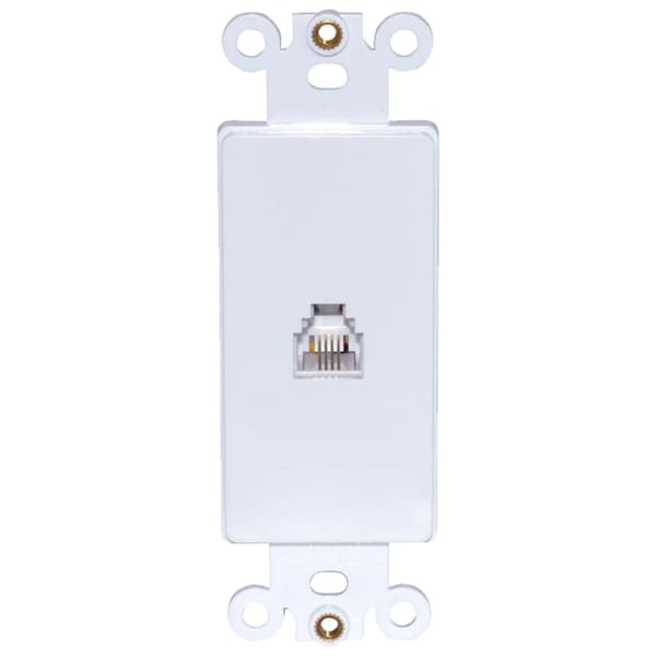 Inserto de teléfono individual Decora para placas de pared decorativas, para cables RJ11, un solo puerto, blanco, 5 piezas - PJI-WH-05