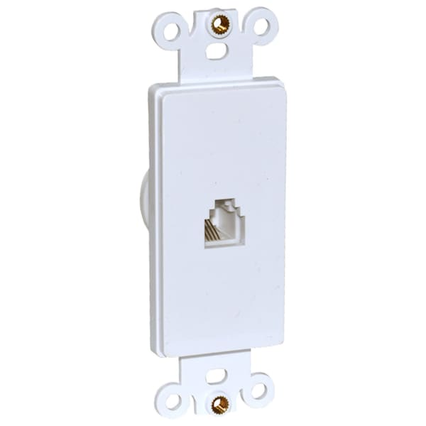 Inserto de teléfono individual Decora para placas de pared decorativas, para cables RJ11, un solo puerto, blanco, 5 piezas - PJI-WH-05