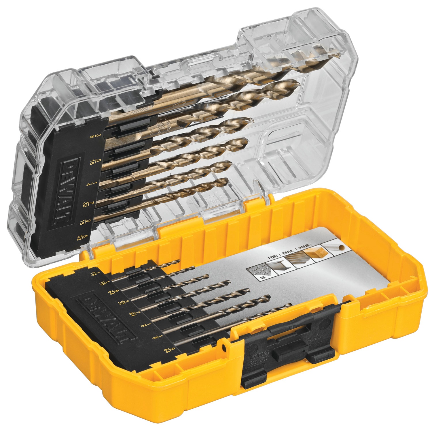 Juego de brocas de cobalto de aleación de acero de 14 piezas DEWALT DEWALT - DWA1240 de longitud estándar