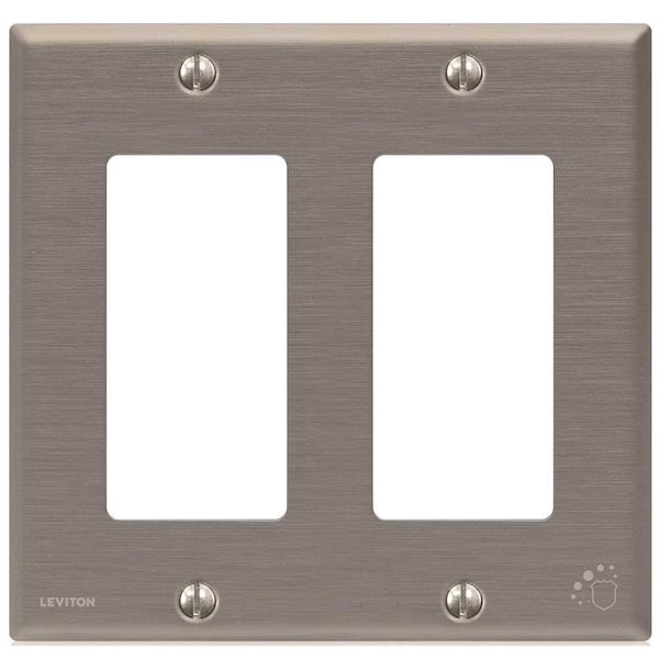 Ezgeneration 84409-A40 Placa de interruptor Decora de 2 gangas, tamaño estándar, acero inoxidable tratado y protector - EZ1582107
