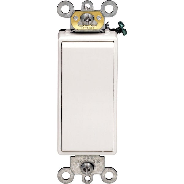 Interruptor de palanca silencioso de polo único Decora Leviton de 20 amperios blanco 1 pieza - 05621-2WS