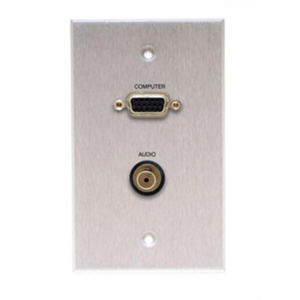 Placa de pared de un solo puerto completa - Anodizada negra - HD15- Estéreo Mini - Passthru - WP-1520-E-P-AB