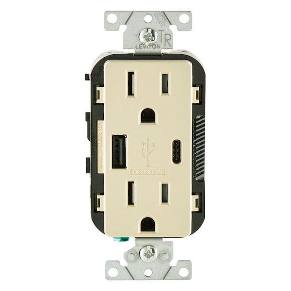 Salida e cargador USB Ivory de 15 amperios y 125 V - Nema 5-15R - EZ3307977