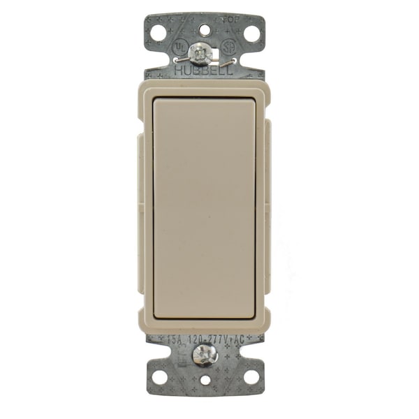Hubbell Wiring Device-Kellems TradeSelect, Interruptores y Controles de Iluminación, Interruptor Decorativo, Grado Residencial, Interruptor Basculante de Propósito General AC, Monopolar, 15A 120/277V AC, Conexión por Empuje Lateral - RSD115LA