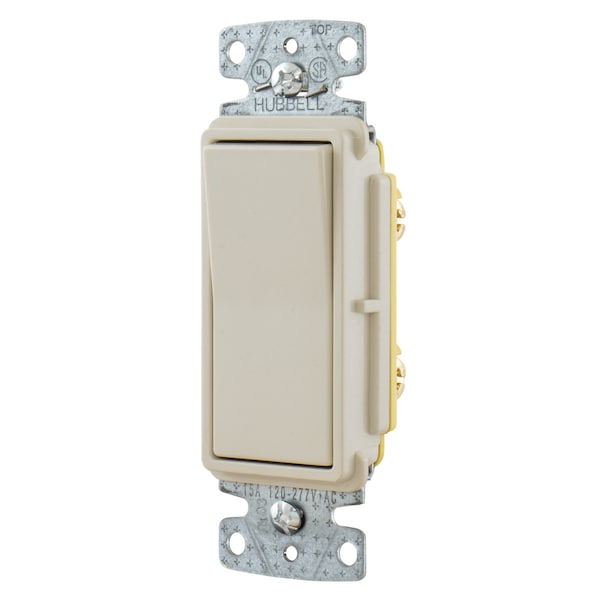 Hubbell Wiring Device-Kellems TradeSelect, Interruptores y Controles de Iluminación, Interruptor Decorativo, Grado Residencial, Interruptor Basculante de Propósito General AC, Monopolar, 15A 120/277V AC, Conexión por Empuje Lateral - RSD115LA