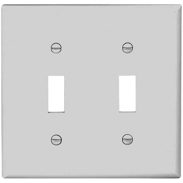 Eaton Wiring Devices Wallplate, 4-1/2 in L, 4.56 in W, 2 -Gang, Nylon, White, High-Gloss - 5139W-BOX