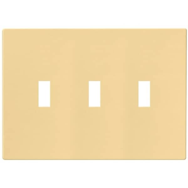 Eaton Wiring Devices Wallplate, 4-7/8 in L, 6-3/4 in W, 3 -Gang, Polycarbonate, Ivory, High-Gloss - PJS3V