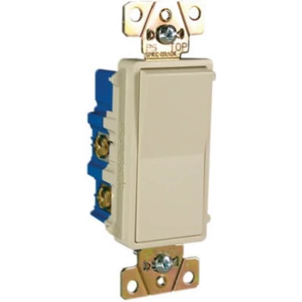 Legrand radiant Paddle Switch, 15 A, 120/277 VAC, Push Wire, Side Wire Terminal, Light Almond - TM874LACC6