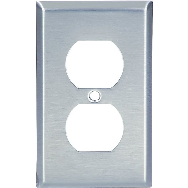 Eaton Wiring Devices 93101-BOX Receptacle Wallplate, 4-1/2 in L, 2-3/4 in W, 1 -Gang, 302 Stainless Steel - 93101-BOX1