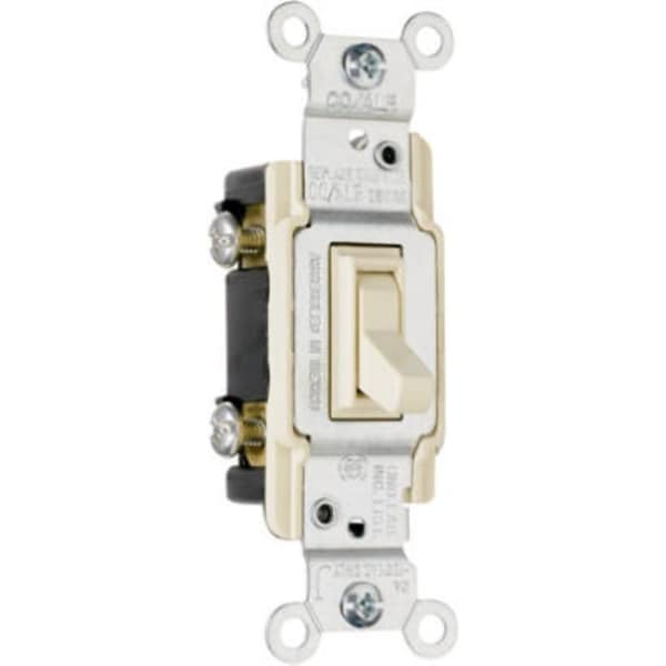 Legrand TradeMaster Series Toggle Switch, Ivory, 15 A, 120 VAC, Back Wire, Side Wire Terminal - 663IGCACC10