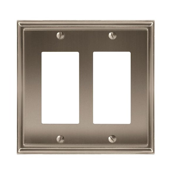 Placas de interruptor doble Amerock Mulholland, Número de bandas: 2 Zinc, Acabado de níquel satinado - BP36519G10
