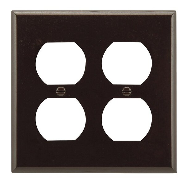 Placa de pared para tomacorrientes Eaton Wiring Devices, 2 espacios, termoestable, color café - 2150B-BOX