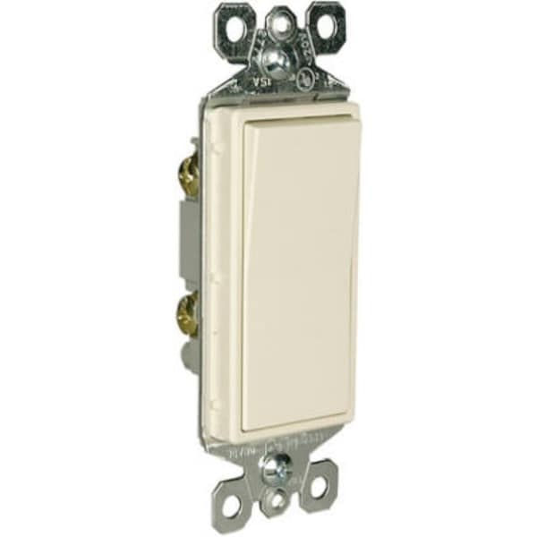 Interruptor de paleta Legrand radiant, 15 A, 120/277 VAC, Terminal de cable de empuje, Terminal lateral de cable, Almendra clara - TM870LACC10