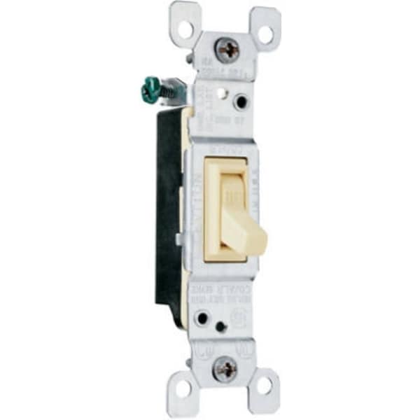 Interruptor basculante de la serie TradeMaster de Legrand, 15 A, 120 VAC, terminal de cable posterior y lateral, marfil - 660IGCACC20