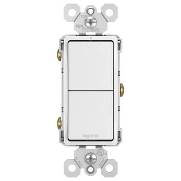 Interruptor decorativo Legrand radiant, 15 A, 120/125 VAC, Conexión por cable trasero, Terminal de cable lateral, Blanco - RCD11WCC6