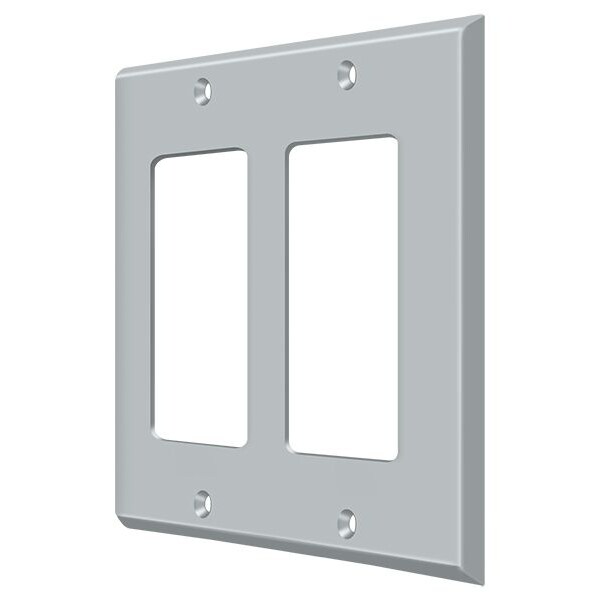 Placa doble para interruptor Deltana, Número de módulos: 2 de latón macizo, Acabado en cromo cepillado - SWP4741U26D
