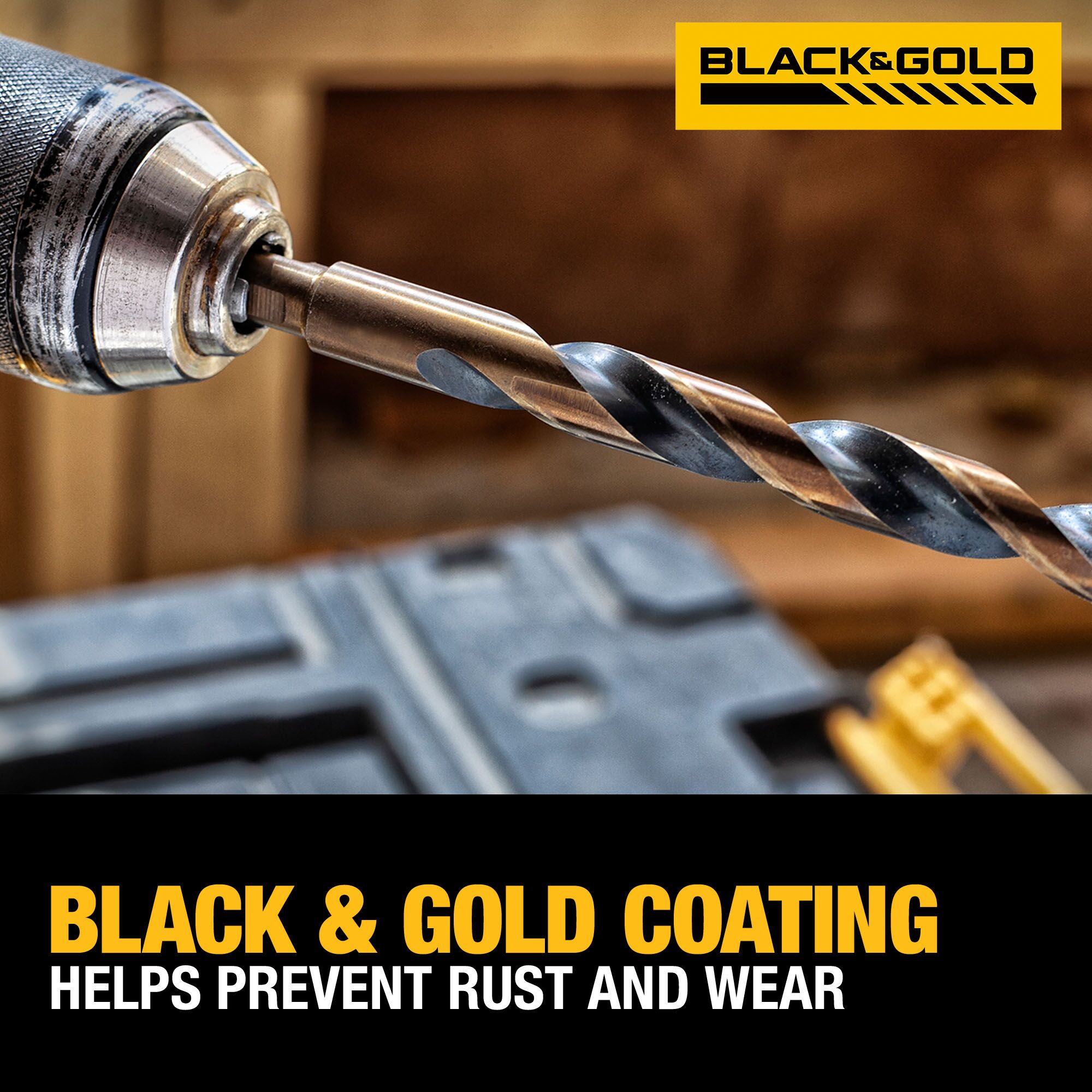 Broca de torsión plateada y Deming Hss de 1 pulgada x 6 pulgadas recubierta en negro y dorado - DW1629 de DEWALT