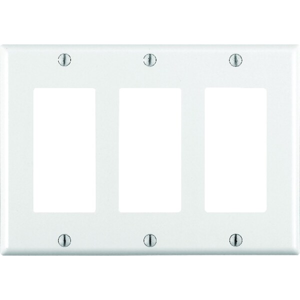 Placa de pared decorativa de plástico termoestable blanco de 3 gang de Leviton 1 pk - 80411-00W