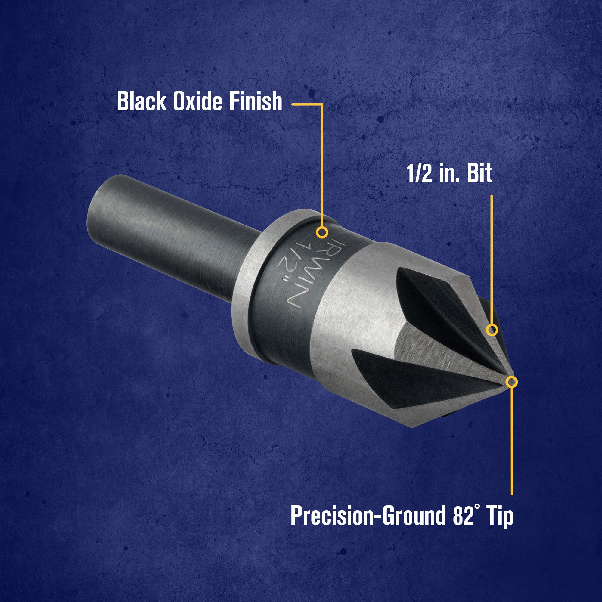 Broca avellanadora de acero de alta velocidad con recubrimiento de óxido negro IRWIN IRWIN 1/2 pulg x 6 pulg - 12411