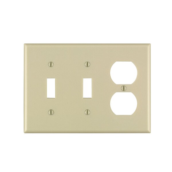 Placa de pared de tres gang Ivory de termoestable de plástico para dúplex y interruptor basculante Leviton, paquete de 1 - 86021-000