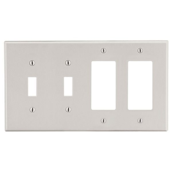 Placa de pared de 4-Gang, 2 interruptores 2 decorativos, almendra clara - P2262LA