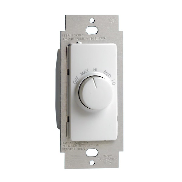 Controlador de ventilador rotativo de un solo polo Leviton Decora 1.5 amperios blanco 1 paquete - R24-RTF01-10W