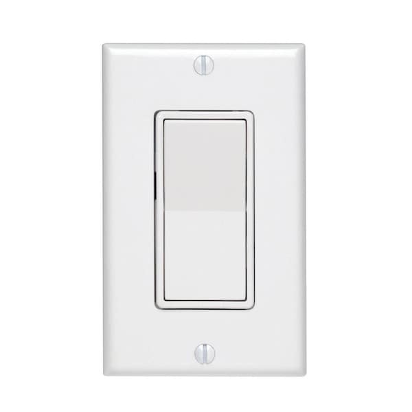 Interruptor Decora Leviton de 15 amperios, de palanca única, silencioso, color blanco, 1 paquete - C28-05671-02W
