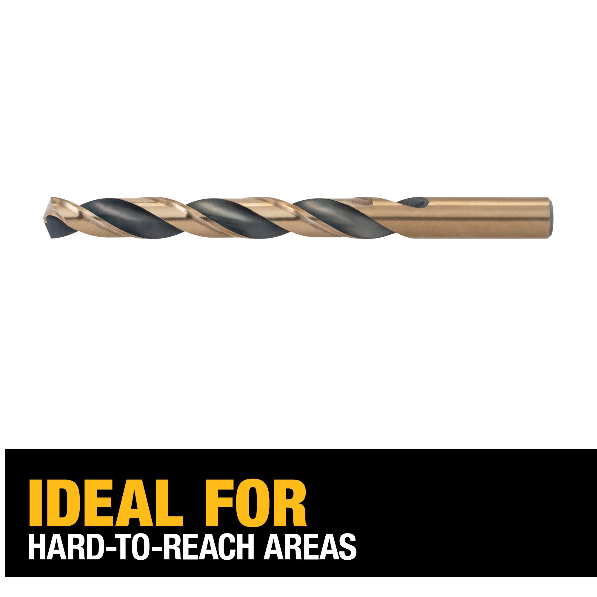 Broca helicoidal de longitud adicional DEWALT 1/2 pulgadas x 6 pulgadas con recubrimiento negro y dorado de HSS - DW1615