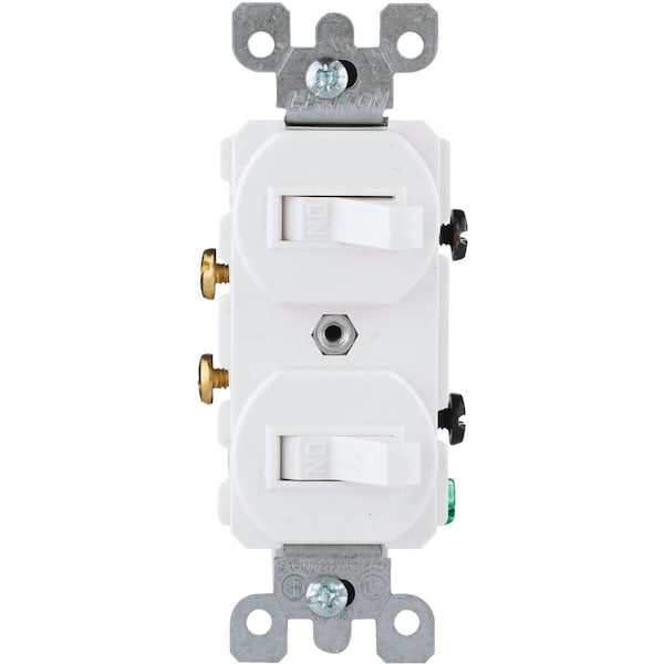 Interruptor dúplex silencioso blanco de 15A y un solo polo Leviton - R62052242WS