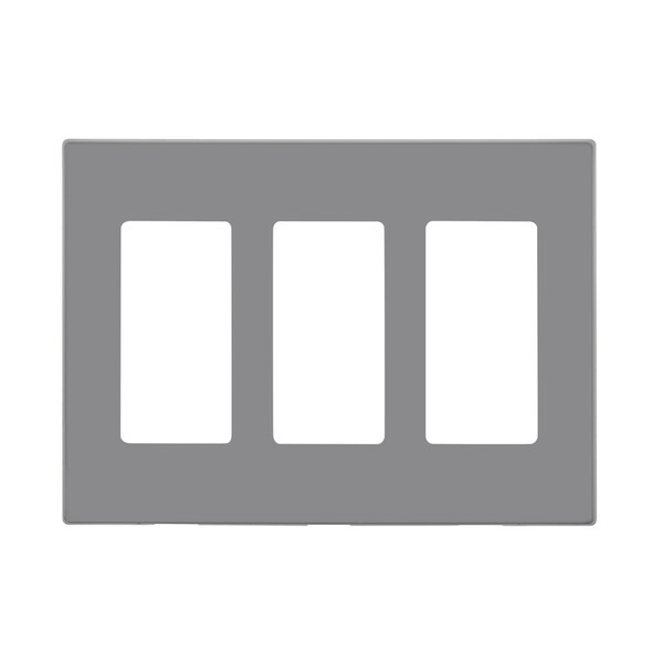 Leviton Placa de Pared Decorativa sin Tornillos de Policarbonato Gris Claro de 3 Gang 1 pz - R09-80311-0LG