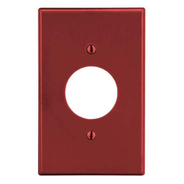 Placa de pared de receptáculo simple Hubbell Wiring Device-Kellems, Número de gangs: 1 Plástico, Acabado liso, Rojo - P7R