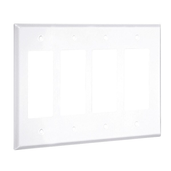 Placas de pared estándar para 4 decoradores Taymac, Número de gangs: 4 Metal, Acabado liso, Blanco - WW-RRRR
