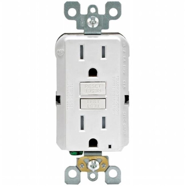 Leviton R02-GFTR1-0KW 15 Amp Self Test GFCI Tamper Receptacle; Blanco - 1985902