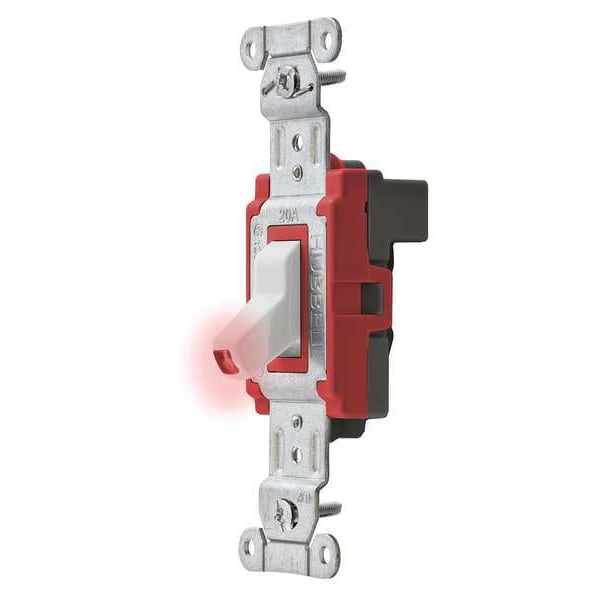 Interruptor de pared con piloto iluminado, 1 polo, 120/277V, 20A - SNAP1221PLW