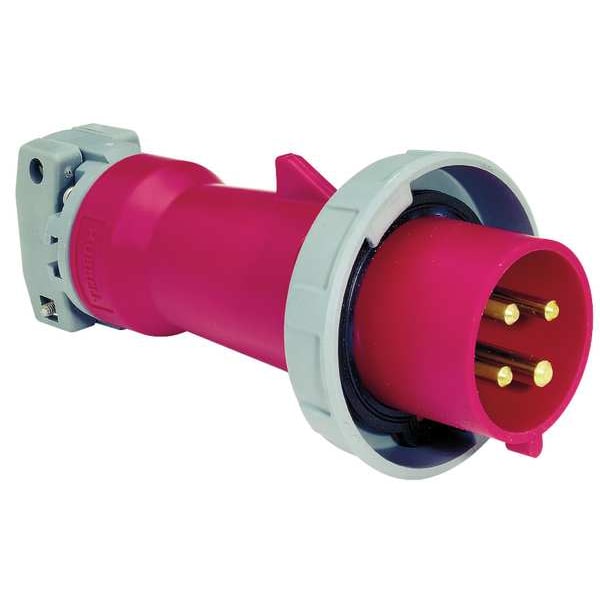 Hubbell Wiring Device-Kellems Watertight Pin & Sleeve Plug, 60 A, 480V AC, Three Phase, 3 Pole, IEC Grounding, NEMA 4X - HBL460P7W