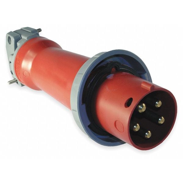 Tapón y receptáculo a prueba de agua Hubbell Wiring Device-Kellems, 100 A, 277/480V CA, Trifásico, 4 Polos, Puesta a tierra IEC, NEMA No Clasificado - HBL5100P7W