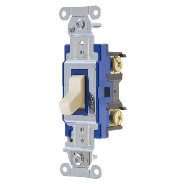 Interruptores y controles de iluminación Hubbell- PRO Series, Interruptores de palanca, Uso general de corriente alterna, Una sola vía, 15A 120/277V CA, Con cableado posterior y lateral - 1201LA