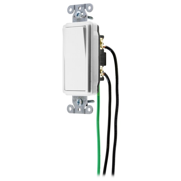 Hubbell Wiring Device-Kellems Spec Grade, Decorator Switches, General Purpose AC, Four Way, 20A 120/277V AC, Back and Side Wired, Pre-Wired with 8" #12 THHN - DSL420W