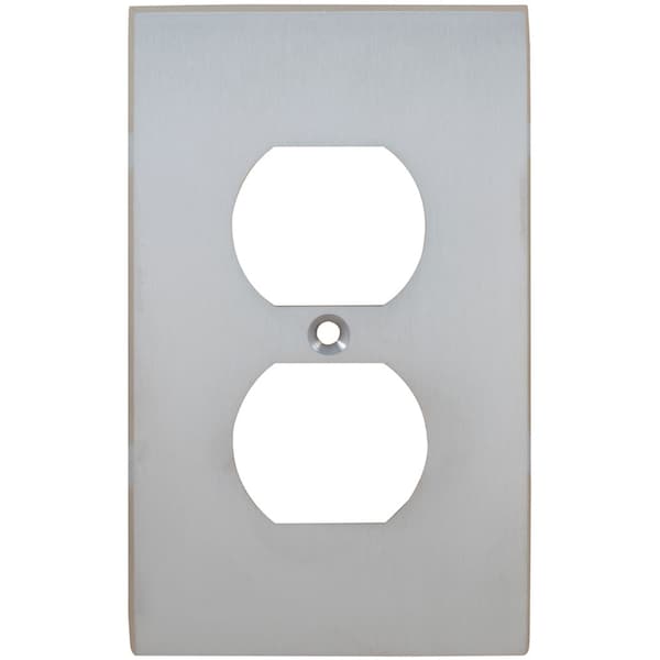 Placa de interruptor moderno para receptáculo doble, Número de portales: 1 de latón macizo, acabado de cromo satinado - 8012/R.26D