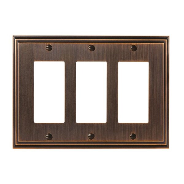 Amerock Mulholland 3 Rocker Wall Plates, Number of Gangs: 3 Zinc, Oil Rubbed Bronze Finish - BP36520ORB