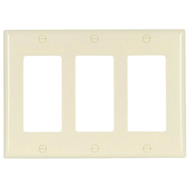 Placa de pared Eaton Wiring Devices 2163, 3 módulos, termoestable, almendra clara de alto brillo - 2163LA-BOX
