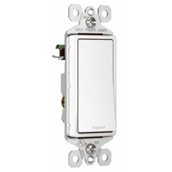 Interruptor de paleta Legrand radiant, 15 A, 120/277 VCA, Conexión por presión de cable, Terminal de cable lateral, Blanco - TM873WCC10