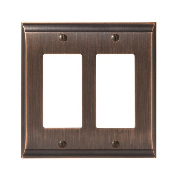 Placas de pared para 2 interruptores Amerock Candler, cantidad de grupos: 2 Zinc, acabado en bronce frotado con aceite - BP36505ORB