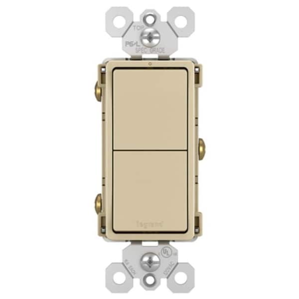Interruptor decorativo Legrand radiant, 15 A, 120/125 VAC, Conexión Trasera, Terminal de Cable Lateral, Marfil - RCD11ICC6