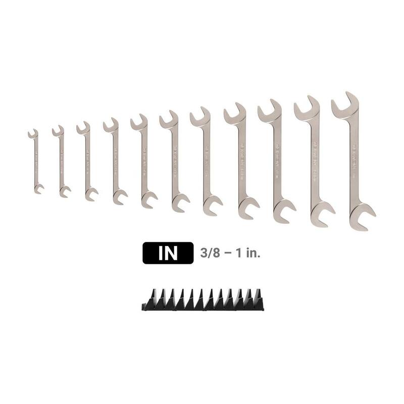 Juego de Llaves de Extremo Abierto con Cabeza Angular TEKTON 3/8-1 in. con Organizador Modular de Llaves (11 Piezas) - WAE91502