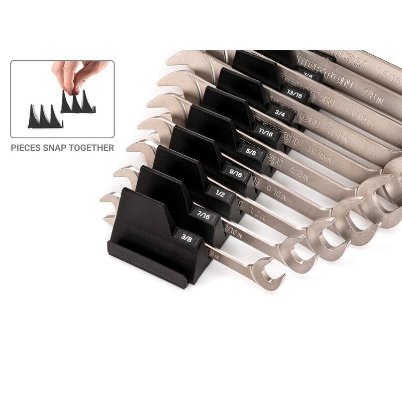 Juego de Llaves de Extremo Abierto con Cabeza Angular TEKTON 3/8-1 in. con Organizador Modular de Llaves (11 Piezas) - WAE91502