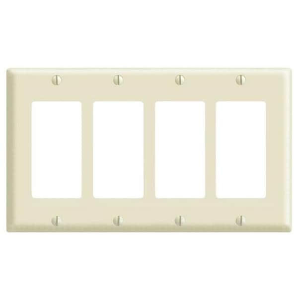 Placa de interruptores de cuatro ganglios Ivory Leviton  001-80412-I - 001-80412-I