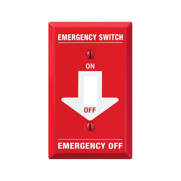 Placa de pared con interruptor de emergencia de acero estampado de 1 gang rojo/blanco Amerelle Pro