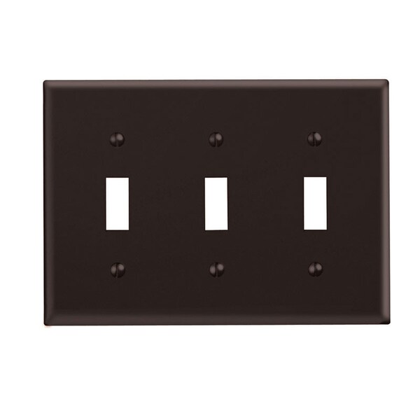 Placa de pared de palanca de plástico termoestable de 3 gangues Leviton marrón 1 pieza - 85011-000